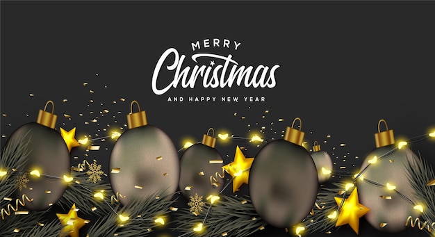 Fondo de decoración de feliz navidad y feliz año nuevo.