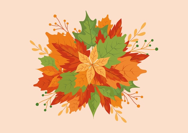 Vector fondo de decoración de hojas caídas de otoño