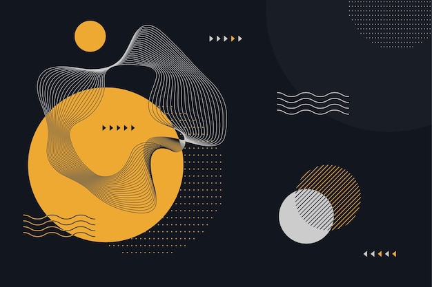 Fondo decorativo abstracto con formas geométricas como líneas de círculos y formas onduladas