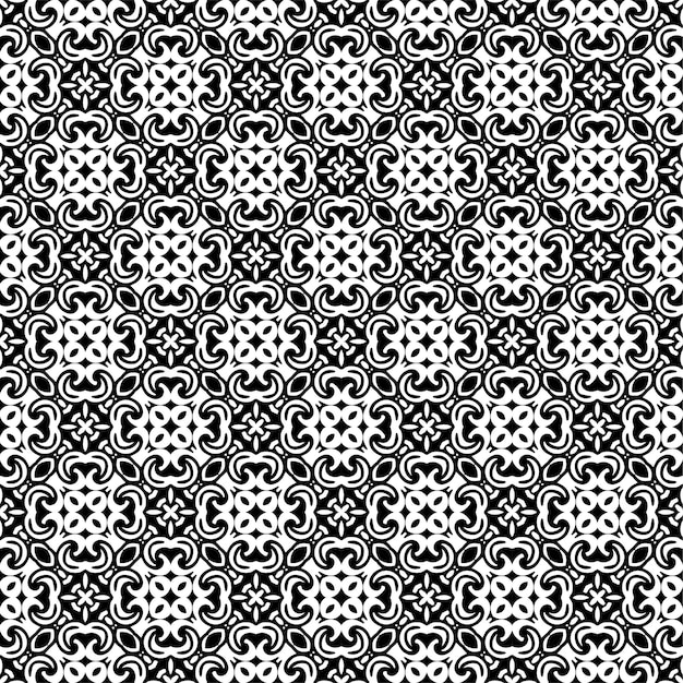 Fondo decorativo de diseño de patrón sin costuras en blanco y negro
