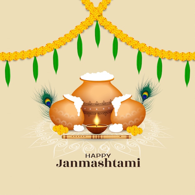 Fondo decorativo feliz festival indio Janmashtami