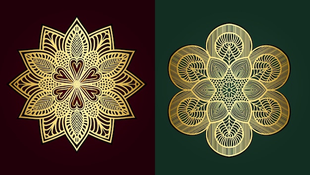 Fondo decorativo de mandala de oro de lujo vectorial