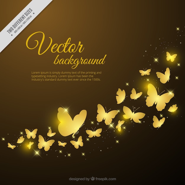Vector fondo decorativo de mariposas doradas