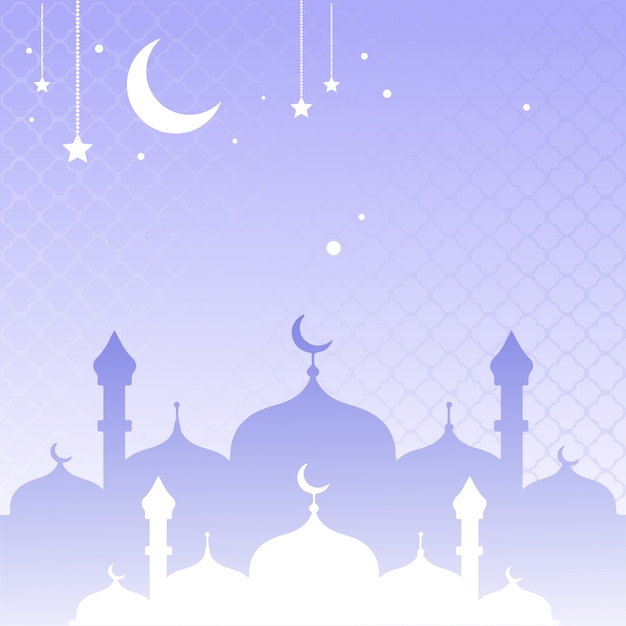 Fondo decorativo para ramadan kareem con mezquita y luna creciente