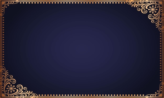 fondo decorativo vectorial con marco dorado marco dorado sobre fondo azul de lujo
