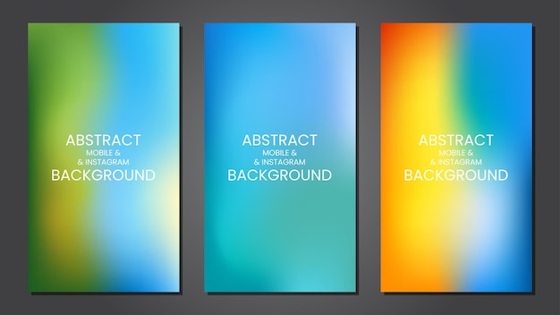 Fondo degradado abstracto colorido para móvil e Instagram Stories Set EPS Vector