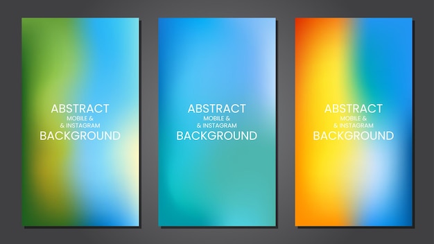 Fondo degradado abstracto colorido para móvil e instagram stories set eps vector