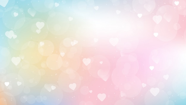 Fondo degradado de caramelo dulce con bokeh de corazón para el tamaño de pantalla de la página web del día de San Valentín