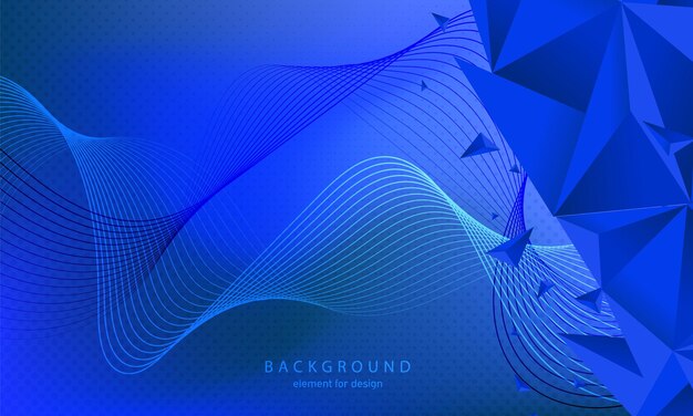 Fondo degradado colorido abstracto con triángulos y elemento de onda para el diseño.