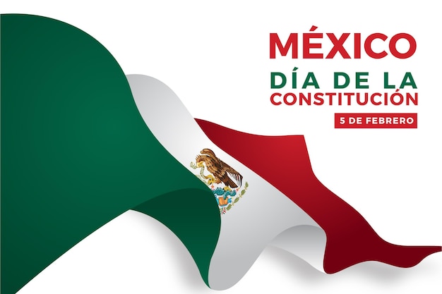 Fondo degradado del día de la constitución con bandera mexicana