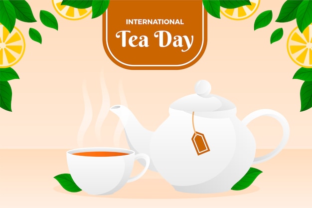 Vector fondo degradado del día internacional del té