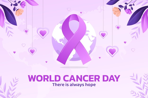 Vector fondo degradado del día mundial del cáncer