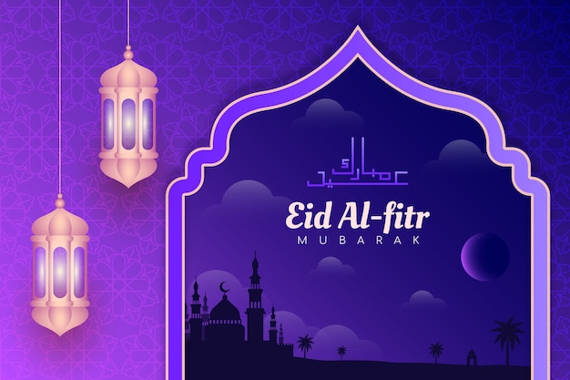 Vector fondo degradado de eid al-fitr