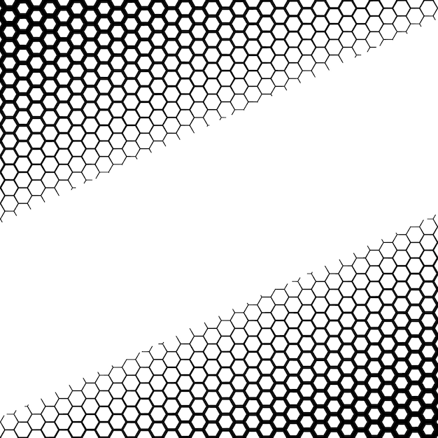 Fondo con degradado de hexágonos en blanco y negro