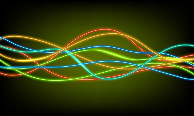 Vector fondo degradado de onda de neón colorido abstracto ecualizador geométrico de línea ondulada de mezcla fantástica curvada