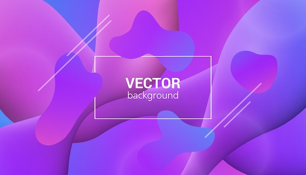 Vector fondo degradado púrpura abstracto de moda con formas de flujo de líquido