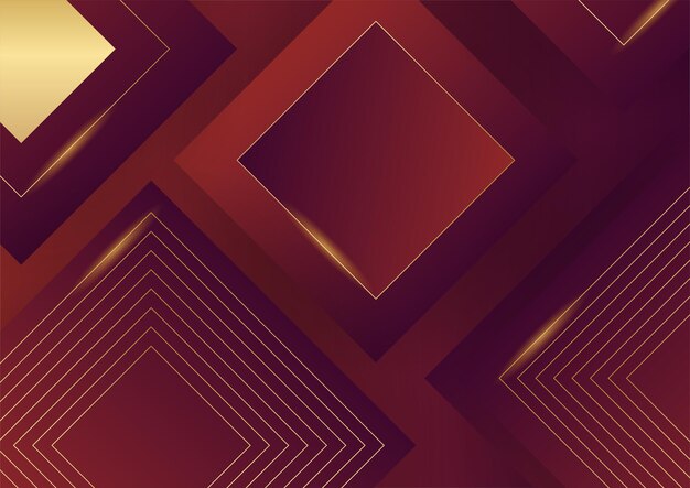 Fondo degradado rojo oscuro con decoración de elemento dorado brillante para diseño de presentación. Ilustración vectorial para pancarta, póster, fondo de plantilla de portada y más