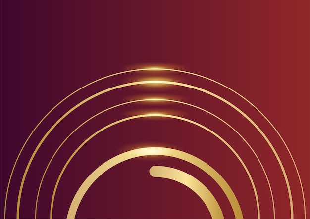 Fondo degradado rojo oscuro con decoración de elemento dorado brillante para diseño de presentación. Ilustración vectorial para pancarta, póster, fondo de plantilla de portada y más