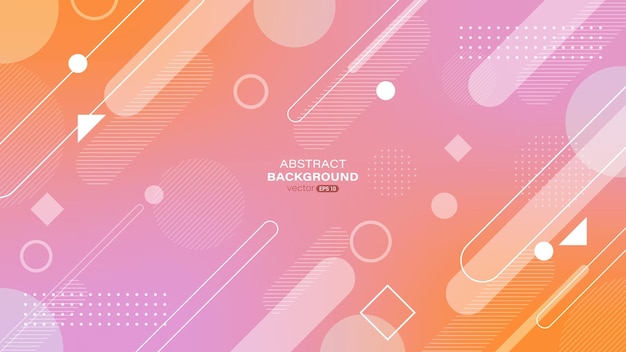 Fondo degradado rosa y naranja con diseño de línea de estilo geométrico blanco Ilustración vectorial