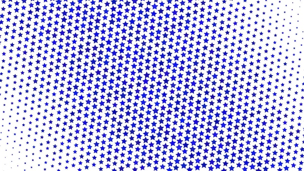 Fondo degradado de semitono abstracto de pequeñas estrellas, azul sobre blanco