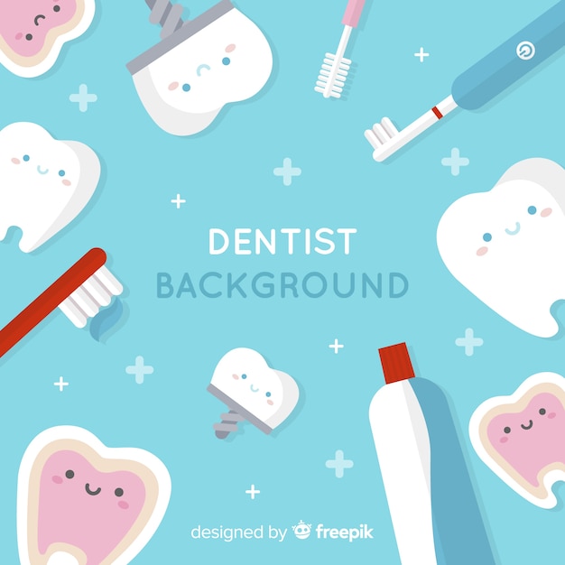 Vector fondo de dentista en diseño plano