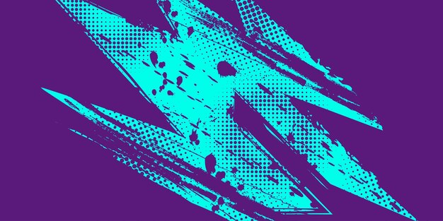 Fondo deportivo abstracto con textura de pincel azul y púrpura y efecto de medio tono Fondo grunge para diseño de pancartas o carteles