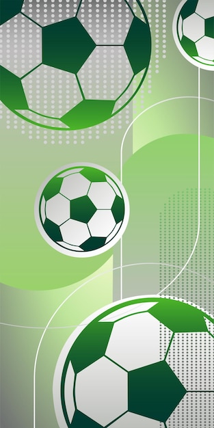 Vector fondo deportivo brillante con balones de fútbol y colores degradados ilustración vectorial