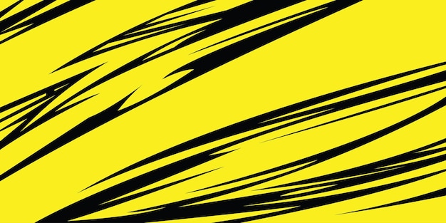 Fondo deportivo geométrico abstracto con gráfico de patrón de línea de carreras de color amarillo y negro