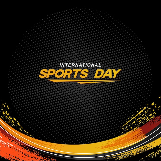Fondo deportivo Vector Día internacional del deporte Ilustración Diseño gráfico para la decoración de certificados de regalo, pancartas y folletos