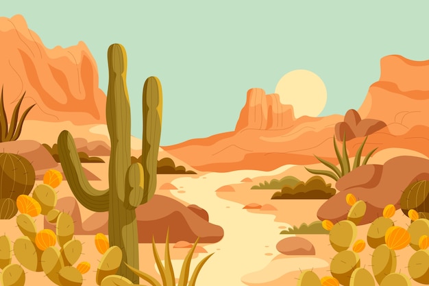 Vector fondo del desierto dibujado a mano