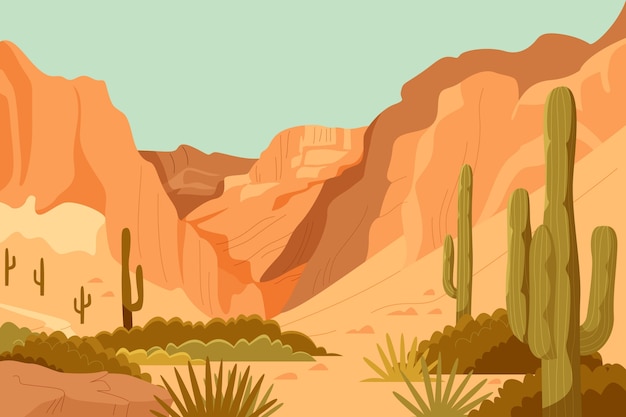 Vector fondo del desierto dibujado a mano