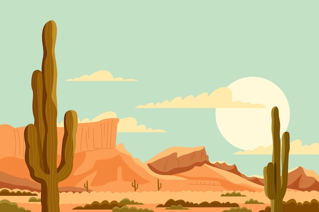 Vector fondo del desierto dibujado a mano