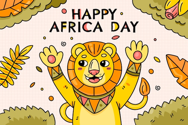 Vector fondo del día de áfrica dibujado a mano