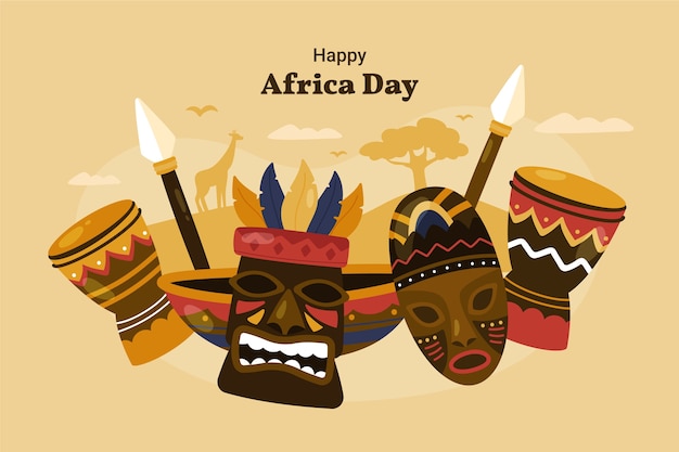 Vector fondo del día de áfrica dibujado a mano