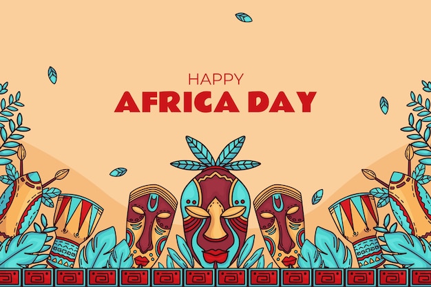 Vector fondo del día de áfrica dibujado a mano