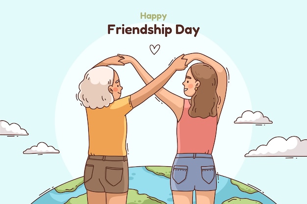 Fondo del día de la amistad dibujado a mano