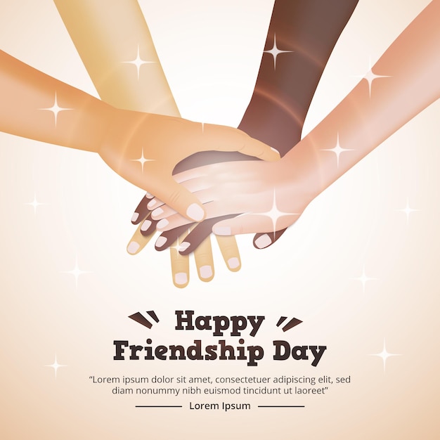 Fondo del día de la amistad con las manos apiladas juntas
