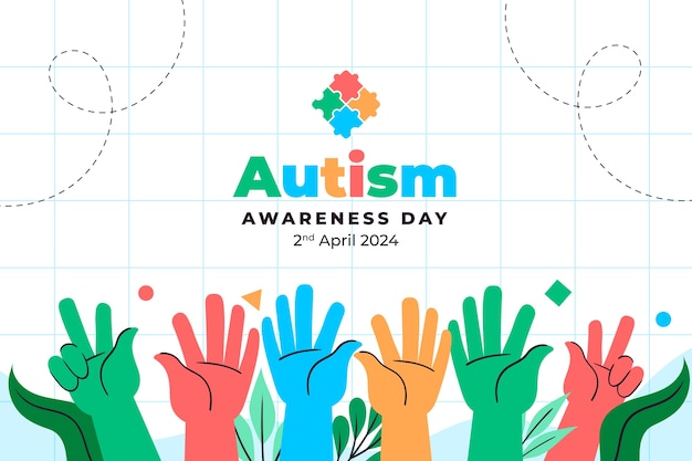 Fondo del día de concienciación sobre el autismo en el mundo plano