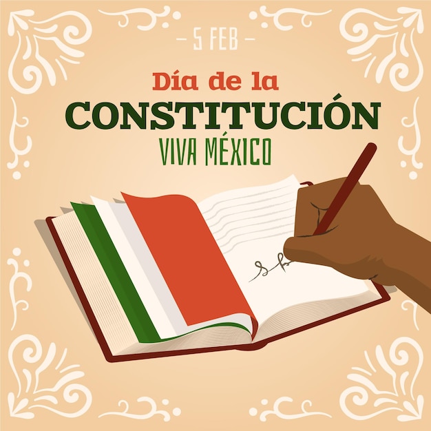 Vector fondo del día de la constitución de méxico dibujado