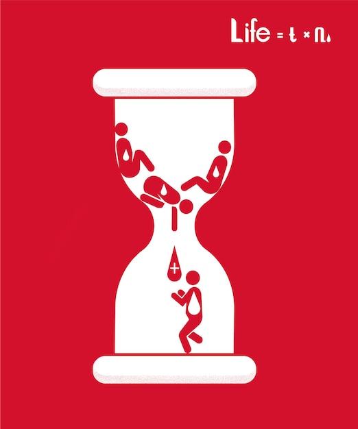 Vector fondo para el día del donante de sangre con cuentagotas en forma de reloj de arena