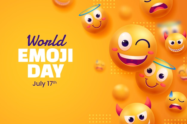 El fondo del día del emoji mundial de gradiente