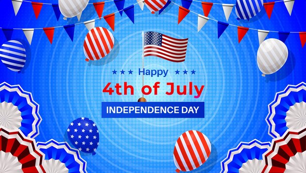 Fondo del día de la independencia de américa, 4 de julio, adecuado para banner, tarjeta de felicitación, vector premium