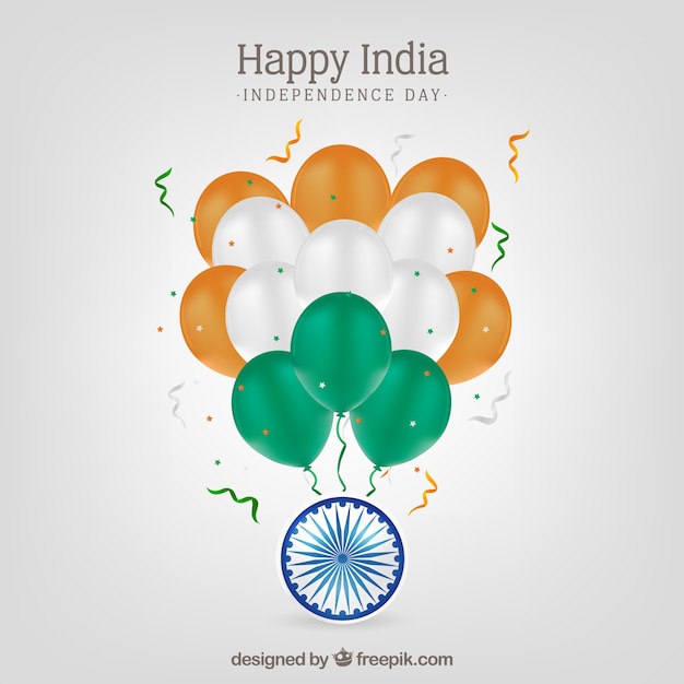 Fondo del día de la independencia de la india con globos realistas