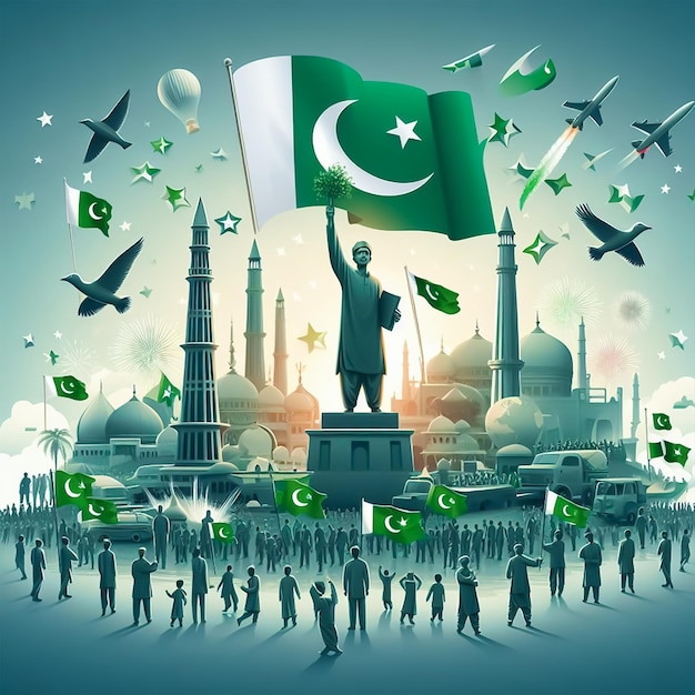 Vector el fondo del día de la independencia de pakistán generado por la ia