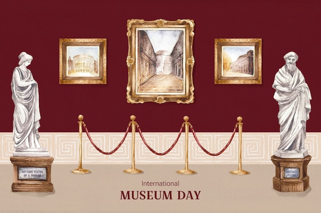 Vector fondo del día internacional de los museos de acuarela