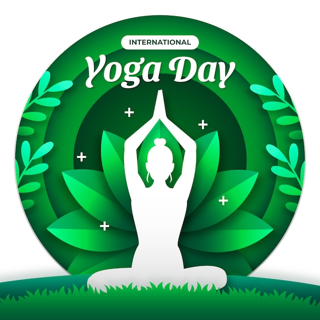 Fondo del día internacional del yoga en estilo papel