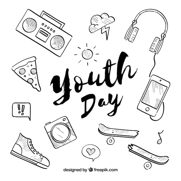 Fondo de día de la juventud con elementos diferentes
