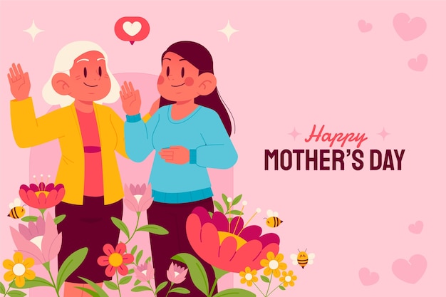 Fondo del día de la madre en diseño plano