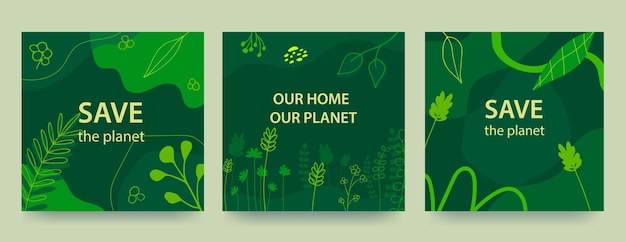 Fondo del día del medio ambiente con formas líquidas de fondo verde y plantas Concepto ecológico Save the Earth Vector