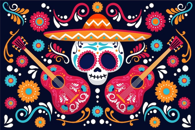 Vector fondo dia de muertos dibujado a mano